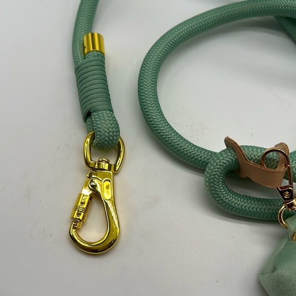 Mint Green Dog Leash with Pouch - Picture 2 of 3